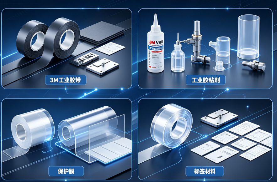 3M工业胶带、胶粘剂、保护膜、标签材料全品类产品